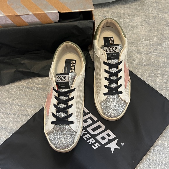 Golden Goose Superstar white grey card-silver glitter, 37 orig box & bag RARE - Picture 4 of 9